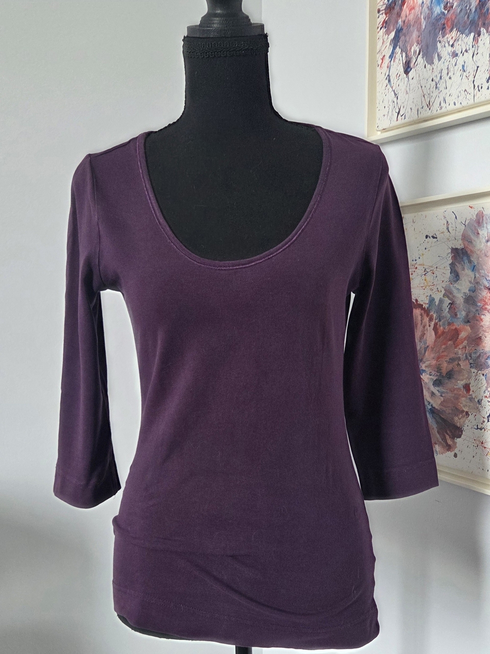H&M Scoop Neck 3/4 Sleeve Top - Plum